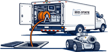 Ford F-450 CCTV pipeline inspection truck illustration